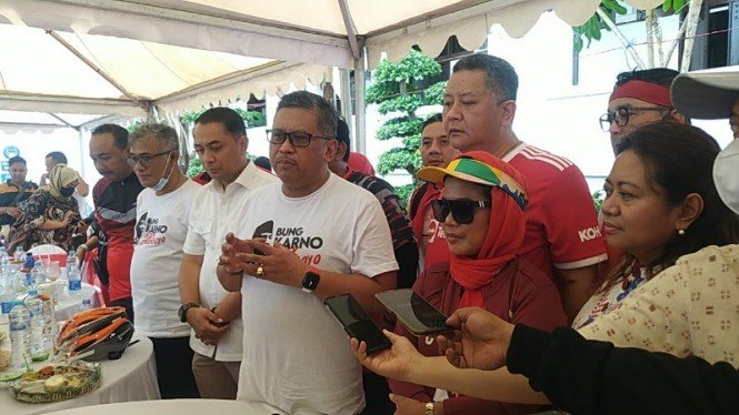 Sekjen PDIP Hasto Kristiyanto di Balai Kota Surabaya, Jawa Timur, Sabtu, 15 Oktober 2022.