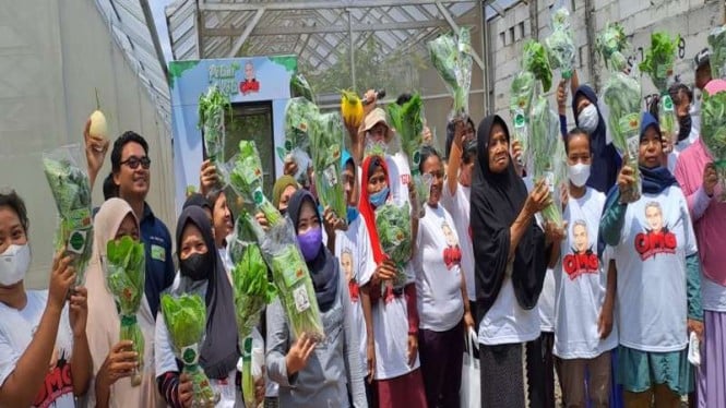 Relawan Orang Muda Ganjar (OMG) DKI Jakarta memberikan bantuan lahan pertanian