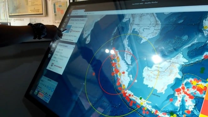 Pantauan dari layar lokasi gempa bumi (Foto ilustrasi).