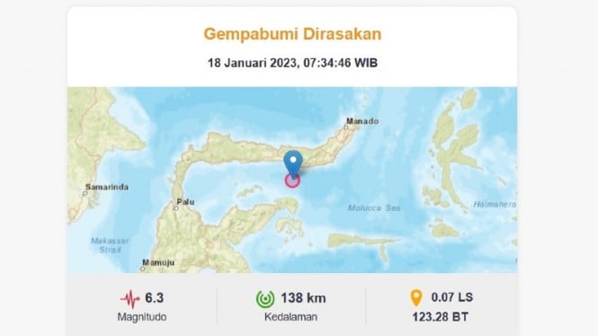 Gempa Bumi Magnitudo 6,3 Guncang Gorontalo.